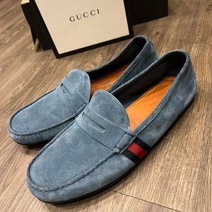 Gucci Sylvie Web Accent Suede Driver